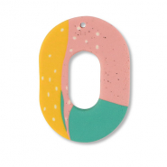 Polymer Anh&auml;nger Oval Green-pink-ochre yellow