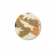 Polymer Anh&auml;nger Rund Brown-pink-white-gold