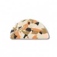 Polymer Anhänger Halbrund Brown-pink-white-gold