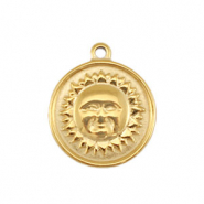 Stainless Steel - Rostfrei Stahl Anhänger Sonne Gold