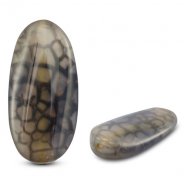 Naturstein Perlen Quartz Oval Crackle Transparent grey-brown