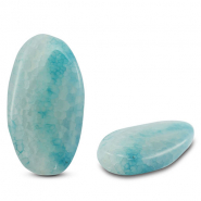 Naturstein Perlen Chalcedon & Achat Oval Crackle Transparent light blue