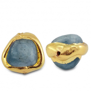 Naturstein Perlen Beryll Irregular Blue grey-gold