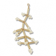 Anh&auml;nger Glasperlen Blume Gold-off white