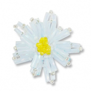 Anh&auml;nger Glasperlen Blume Transparent light blue-transparent yellow-white