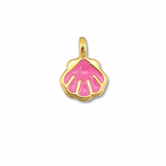 Metall Anh&auml;nger DQ Muschel Magenta pink-Gold (Nickelfrei)