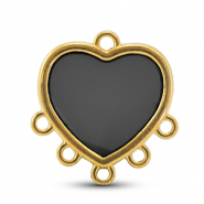 Metall Anhänger DQ mit 6 Ösen Black-Gold (Nickelfrei)