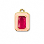 Brass TQ Metall Anh&auml;nger Rechteck Gold-cream pink-berry wine red