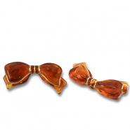 Acrylperlen Schleife Cognac brown-gold