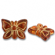 Acrylperlen Schmetterling Cognac brown-gold