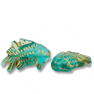 Acrylperlen Fisch Teal green-gold