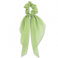Scrunchie-Stoff Haargummi mit langem Band Dots Light green