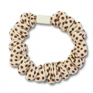 Scrunchie-Stoff Haargummi Dots Off white-brown
