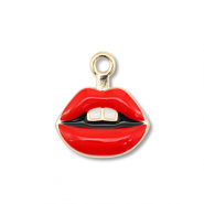 Metall Anh&auml;nger Enamel Kiss Gold-red