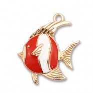 Metall Anh&auml;nger Enamel Fisch Gold-red-white