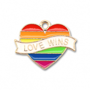 Metall Anh&auml;nger Enamel Herz "love wins" Gold-multicolour