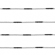 Stainless Steel - Rostfrei Stahl Schmuckzubehör Gliederkette Länglich Silver-black