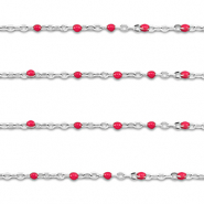 Stainless Steel - Rostfrei Stahl Schmuckzubehör Gliederkette 1mm Silver-cherry red