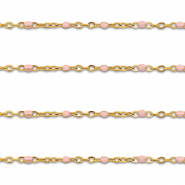 Stainless Steel - Rostfrei Stahl Schmuckzubehör Gliederkette 1mm Gold-light pink