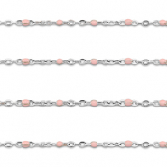 Stainless Steel - Rostfrei Stahl Schmuckzubehör Gliederkette 1mm Silver-light pink