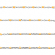 Stainless Steel - Rostfrei Stahl Schmuckzubehör Gliederkette 1mm Silver-peach orange