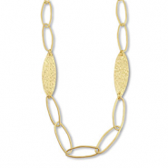 Statement Gliederkette Oval mit Blatt Gold