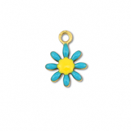 Stainless Steel - Rostfrei Stahl Anh&auml;nger Blume Gold-blue-yellow