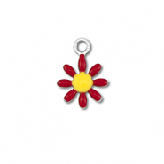 Stainless Steel - Rostfrei Stahl Anh&auml;nger Blume Silver-dark red-yellow