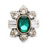 Broschen Oval Gold-green-transparent