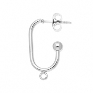 Stainless Steel - Rostfrei Stahl Schmuckzubehör Ohrringe / Ohrstecker Lang Oval mit Öse Silver