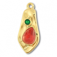 Metall Anhänger DQ Irregular Gold (Nickelfrei)-red-green