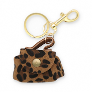 Schlüsselanhänger Handtasche mit Leopard-Print Brown-black-gold