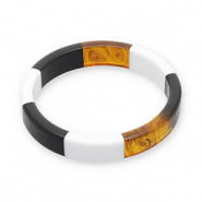 Resin-Armb&auml;nder Bangle Transparent amber brown-white-black