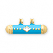 Stainless Steel - Rostfrei Stahl Message Bead Anhänger Gold-blue-transparent