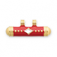 Stainless Steel - Rostfrei Stahl Message Bead Anhänger Gold-red-transparent
