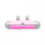Stainless Steel - Rostfrei Stahl Message Bead Anhänger Silver-pink-transparent