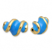 Stainless Steel - Rostfrei Stahl Perlen Twisted Gold-blue
