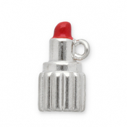 Stainless Steel - Rostfrei Stahl Anh&auml;nger Lippenstift Silver-red