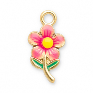 Stainless Steel - Rostfrei Stahl Anh&auml;nger Blume Gold-light pink-yellow