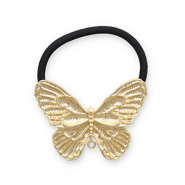 Haarschmuck Haargummi mit Metall Schmetterling Gold-black