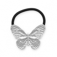 Haarschmuck Haargummi mit Metall Schmetterling Silver-black