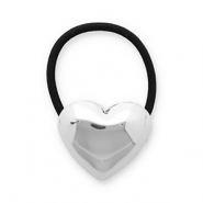 Haarschmuck Haargummi mit Metall Herz Silver-black