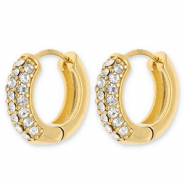 Ohrringe aus Stainless Steel - Rostfreiem Stahl Creolen mit Strass Gold-transparent