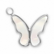 Stainless Steel - Rostfrei Stahl Anh&auml;nger Muschel Schmetterling Silver-white