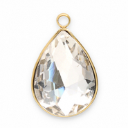 Stainless Steel - Rostfrei Stahl Anh&auml;nger Facet Tropfenform Gold-crystal