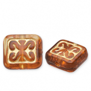 Acrylperlen Rechteck Cognac brown-gold