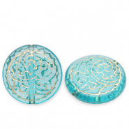 Acrylperlen Disc Teal blue-gold