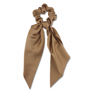 Scrunchie-Stoff Haargummi mit langem Band Brown