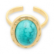 Ringe aus Stainless Steel - Rostfreiem Stahl mit Imitation von Naturstein Gold-turquoise