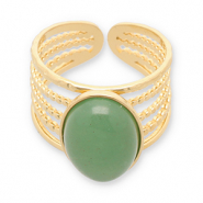 Ringe aus Stainless Steel - Rostfreiem Stahl mit Naturstein Gold-jade green